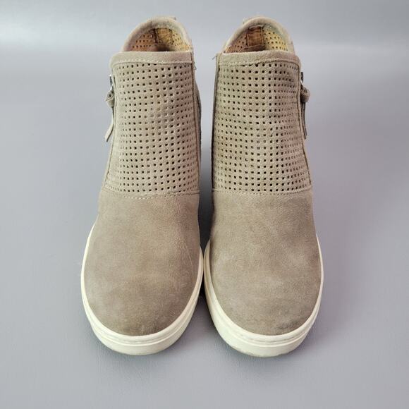 Sofft Boots Womens 6 M Bellview Wedge Booties Taupe Leather Zipper Round Toe - Picture 4 of 11